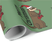 サクソフォーンのクリスマスの芸術を遊んでいるおもしろいなフェレット ラッピングペーパー (ロールコーナー)