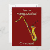 サクソフォーンのクリスマス シーズンポストカード (正面/裏面)