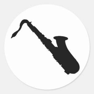 サクソフォーンのシルエット ラウンドシール