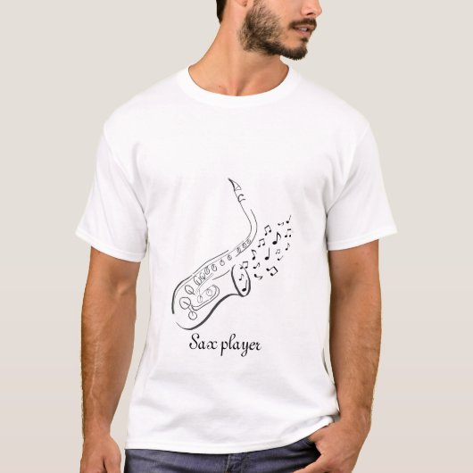 サクソフォーンのペンnインクスケッチのTシャツ Tシャツ (正面)