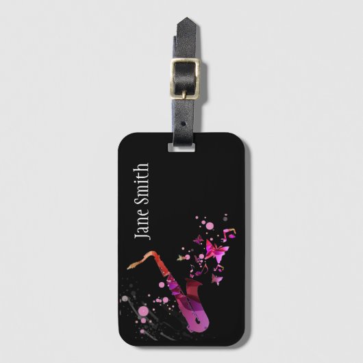 サクソフォーンの一流の金管楽器の例 ラゲッジタグ (正面縦)