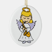 サクソフォーンの芸術を遊ぶ素晴らしい天使 セラミックオーナメント (右)