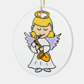サクソフォーンの芸術を遊ぶ素晴らしい天使 セラミックオーナメント (左)