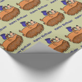 サクソフォーンの誕生日Giftwrapを遊んでいるハリネズミ ラッピングペーパー (角)