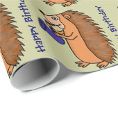 サクソフォーンの誕生日Giftwrapを遊んでいるハリネズミ ラッピングペーパー (ロールコーナー)