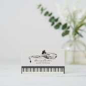 サクソフォーンの音楽の先生のピアノキーボードのミュージシャン 名刺 (スタンド正面)