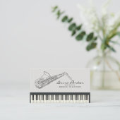 サクソフォーンの音楽の先生のピアノキーボードのミュージシャン 名刺 (スタンド正面)