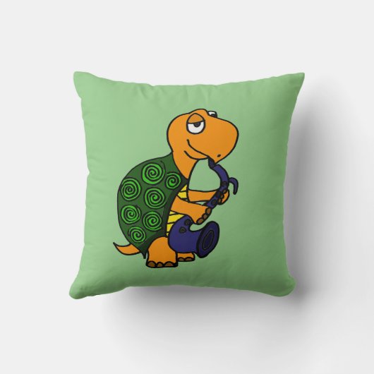 サクソフォーンを演奏しているおもしろいなカメ クッション (裏面)