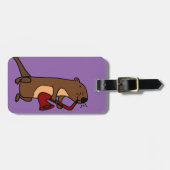 サクソフォーンを演奏しているおもしろいなラッコ ラゲッジタグ (正面横)