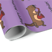 サクソフォーンを演奏しているおもしろいなラッコ ラッピングペーパー (ロールコーナー)