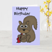 サクソフォーンを演奏しているおもしろいなリス カード (黄色い花)