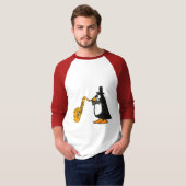 サクソフォーンを演奏しているALのペンギン Tシャツ (正面フル)