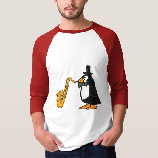 サクソフォーンを演奏しているALのペンギン Tシャツ (正面)