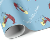 サクソフォーンを演奏するパーソナライズなCrawfishのロブスター ラッピングペーパー (ロールコーナー)