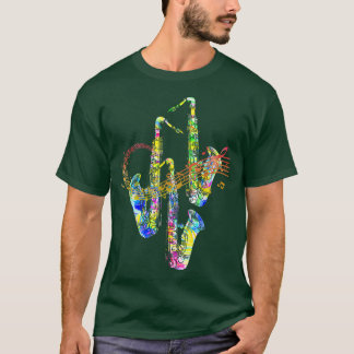 サクソフォーンサキソフォニストジャズミュージックミュージカル楽器 Tシャツ