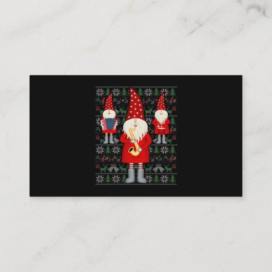 サクソフォーンドラムアコーディオン醜いクリスマスセーターG 名刺 (裏面)