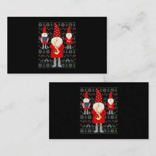サクソフォーンドラムアコーディオン醜いクリスマスセーターG 名刺 (正面/裏面)
