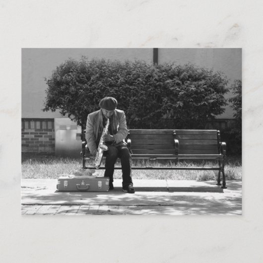 サクソフォーンプレーヤーの郵便はがき ポストカード (正面)