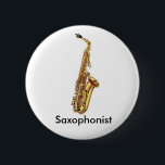 サクソフォーンボタン 缶バッジ<br><div class="desc">あなたの特別な音楽的な才能を表示するシンプルなサクソフォーンボタン!  あなたのジャケットの折りえりのそれを身に着けて下さい!</div>