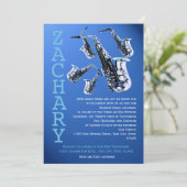 サクソフォーンミュージックブルーバー(ユダヤ教の)バル・ミツバー 招待状 (スタンド正面)