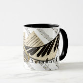 サクソフォーン及びパーソナライズなピアノ音楽 マグカップ (正面右)