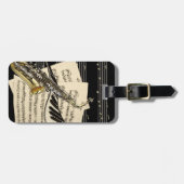 サクソフォーン及びパーソナライズなピアノ音楽 ラゲッジタグ (正面横)