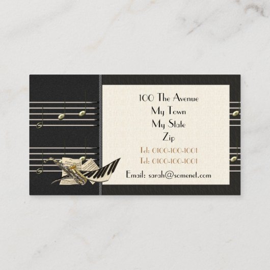 サクソフォーン及びピアノ音楽プロフィールカード 名刺 (裏面)