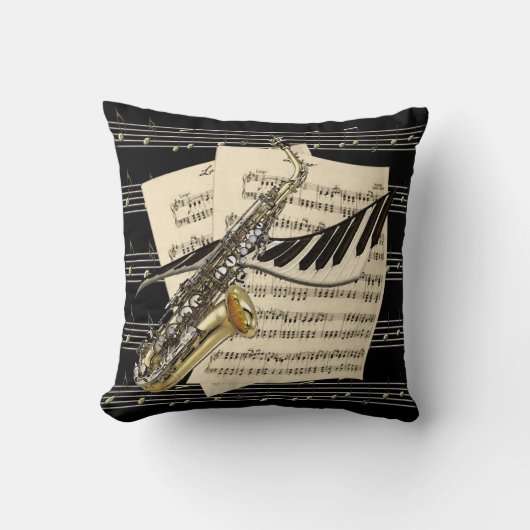 サクソフォーン及びピアノ音楽 クッション (正面)
