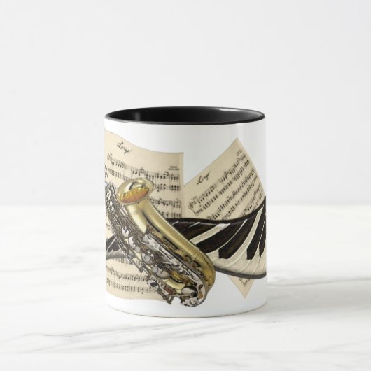 サクソフォーン及びピアノ音楽 マグカップ (中央)