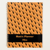 サクソフォーン音楽ノートパーソナライズされたオレンジ プランナー手帳 (正面)