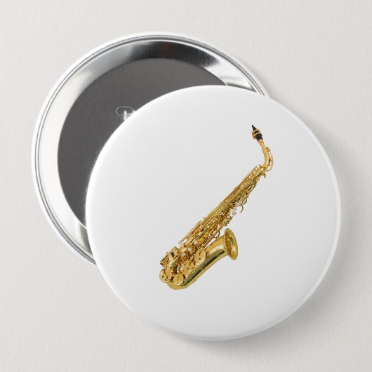 "サクソフォーン"のデザインギフトおよびプロダクト 缶バッジ (正面&裏面)