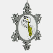 サクソフォーン スノーフレークピューターオーナメント (左)