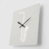 サクソフォ図解入りの、写真付きのンミュージックアカスタムートカラー スクエア壁時計 (傾斜)