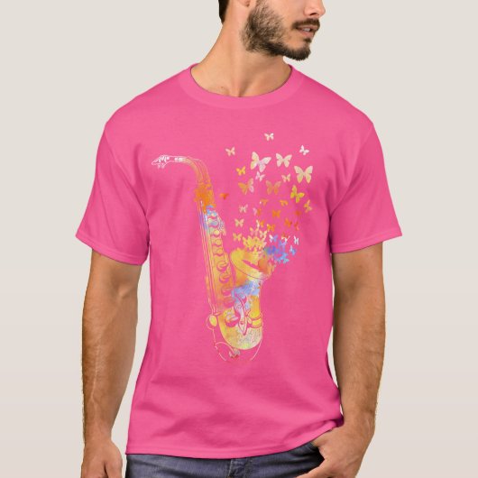 サクソポニストジャズミュージシャンバタフカラフルォックス Tシャツ (正面)