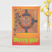 サクソン・ドラゴンユール（キリスト降誕祭）カード カード (黄色い花)