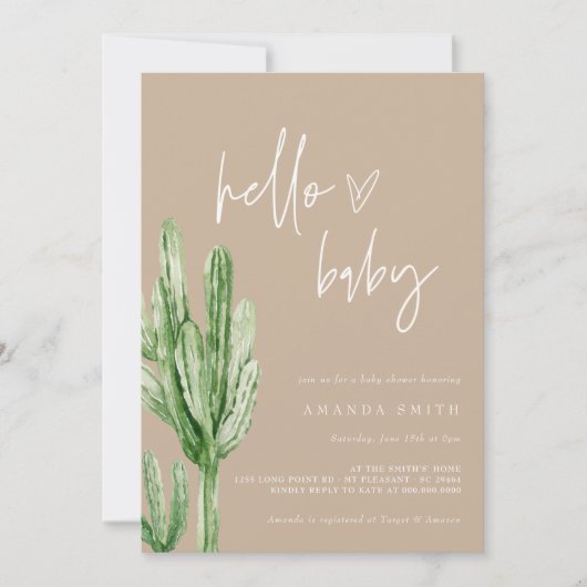 サクタスデ男女兼用ザートハローベビーシャワーインバー 招待状 (正面)