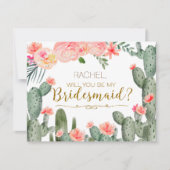 サクタス·フィエスタは私の花嫁の付き添いのカードになる 招待状 (正面)