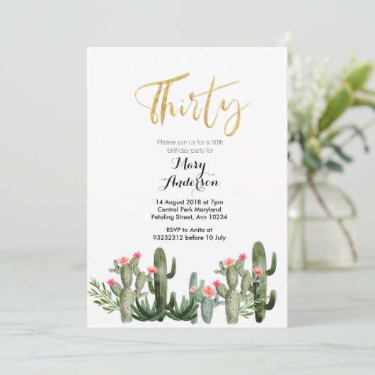 サクタス·フィエスタ·フローラ30歳誕生日 招待状 (スタンド正面)