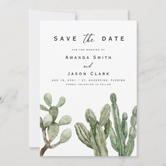 サクモダンタス·デザート·ボホが日付を結婚救う 招待状 (正面)