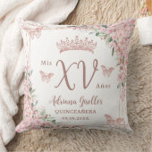 サクラとバラゴールドの蝶のキンバクサンタ クッション (ブランケット)