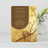 サクラとラブバーズ オン ゴールド ウェディング 招待状 (スタンド正面)