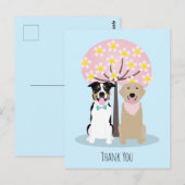 サクラの木の下で犬たちに感謝 ポストカード (正面/裏面)