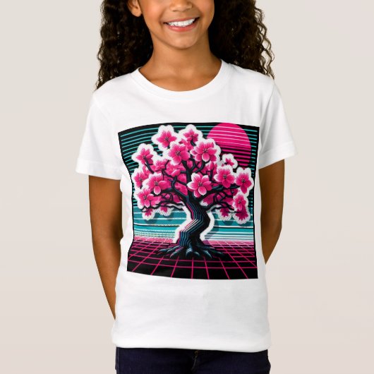 サクラの木シンセウェーブ803 Tシャツ (正面)