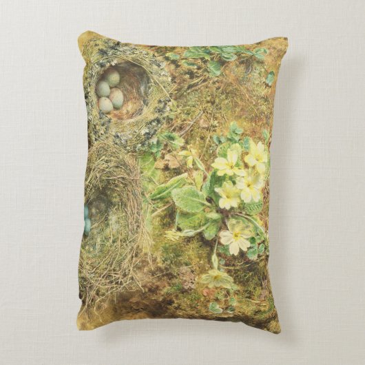 サクラソウおよび鳥の巣 アクセントクッション (裏面(縦))