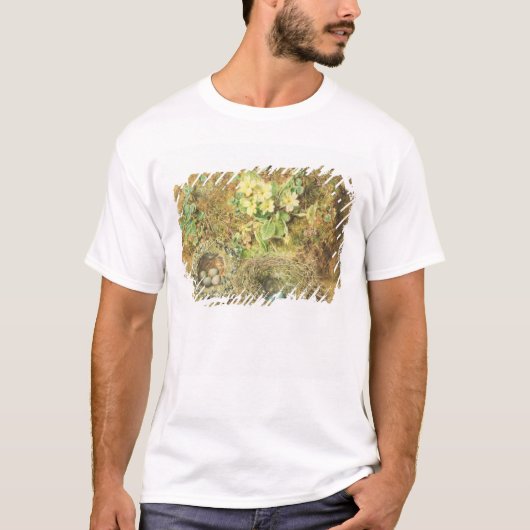 サクラソウおよび鳥の巣 Tシャツ (正面)
