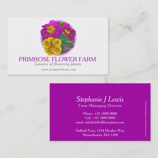 サクラソウの花の農場の植物の製造者の名刺 名刺 (正面/裏面)