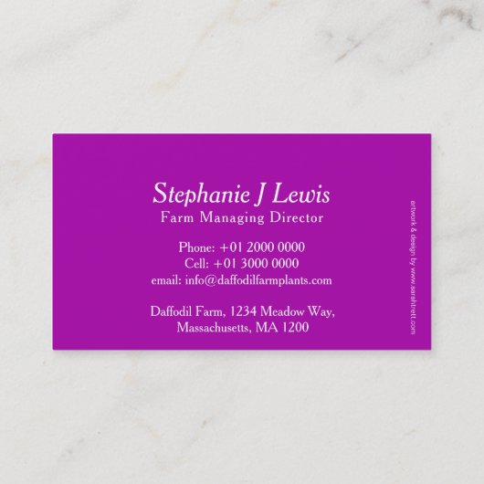 サクラソウの花の農場の植物の製造者の名刺 名刺 (裏面)