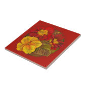 サクラソウの赤くおよび黄色の芸術はタイルを絵を描きました タイル (側面)