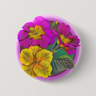 サクラソウ属の芸術のボタンかバッジ 缶バッジ