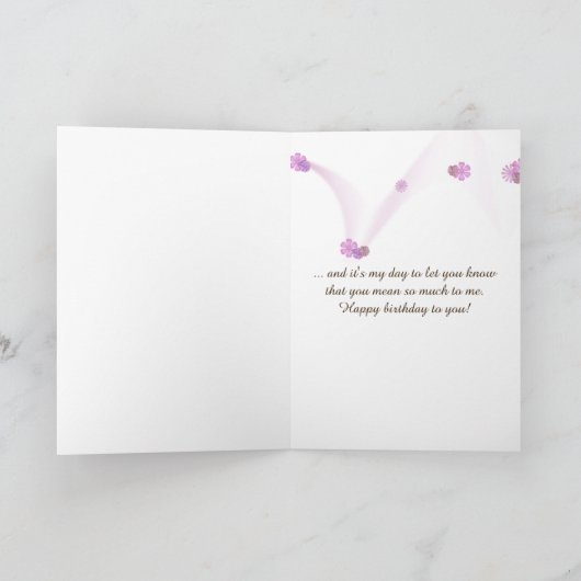 サクラヒトデとパラパラの砂の中の誕生日 カード (内部)